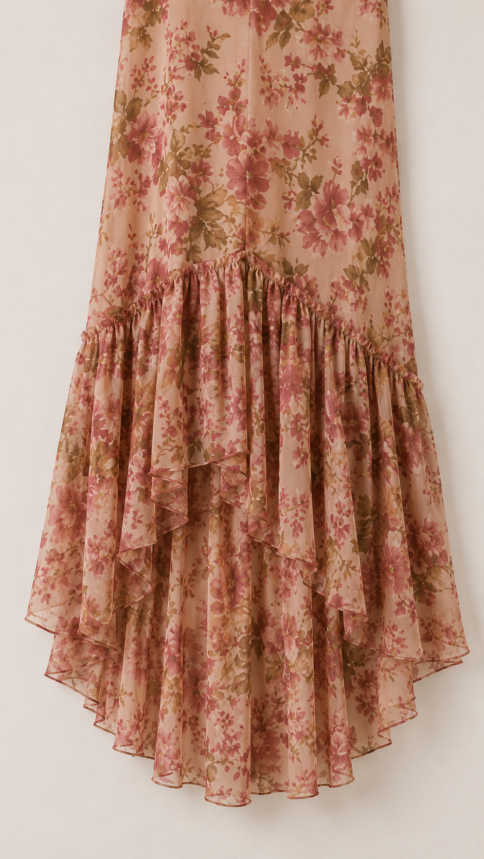 Fiora | Romantic Long Dress with Puff Sleeves and Vintage Rose P