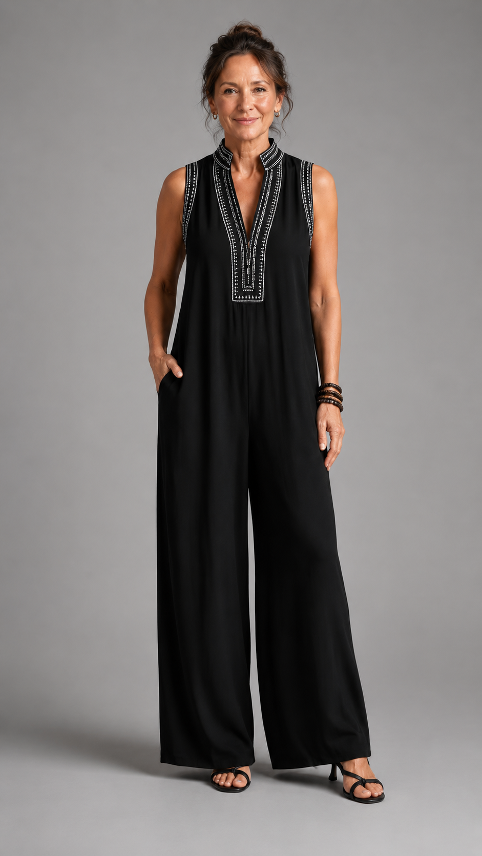 Velmira | Elegant Embroidered Wide-Leg Jumpsuit