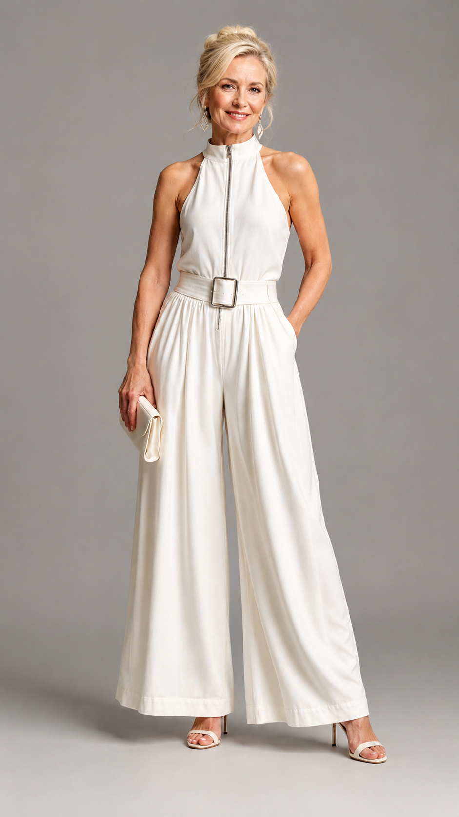 Astrielle | Elegant High-Neck Jumpsuit with Belt
