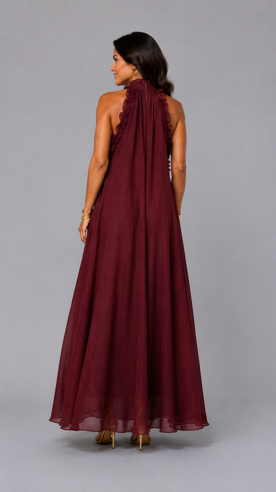 Fernanda | Elegant Sleeveless Linen Maxi Dress with Ruffles