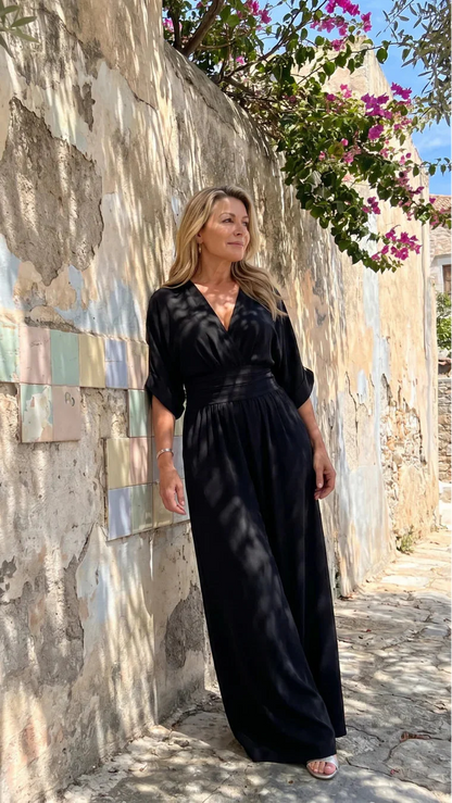 Emene | Elegant Wide-Leg V-Neck Jumpsuit
