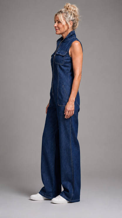 Samantha | Elegant Wide-Leg Denim Jumpsuit