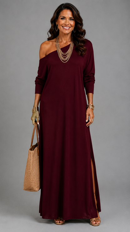 Asterelle | Elegant Midi Dress with Side Slit