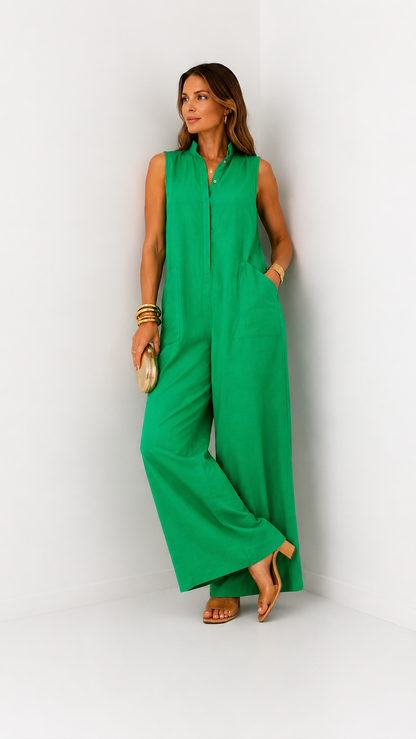 Claire | Elegant Loose-Fit Linen Jumpsuit