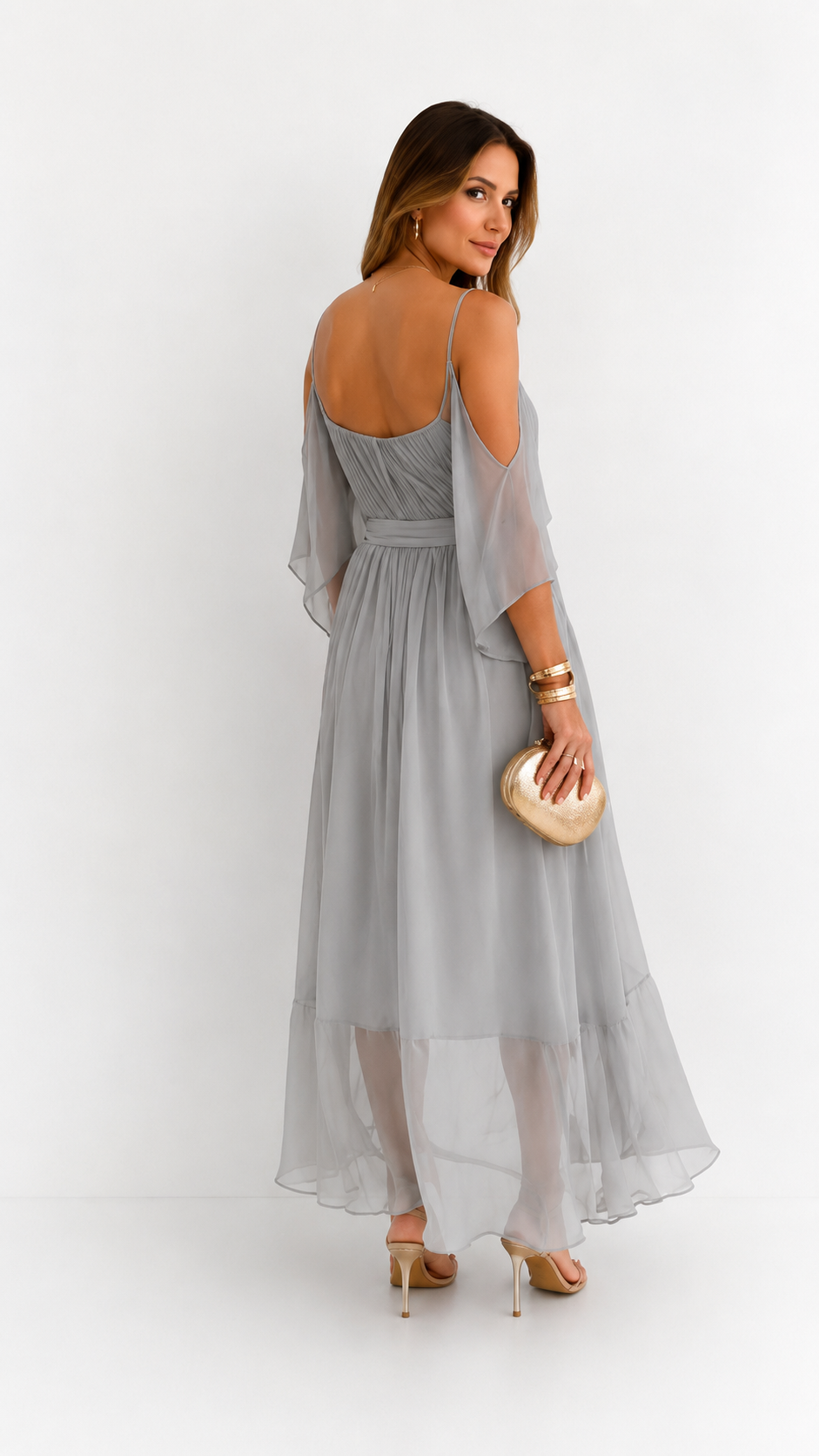 Isabela | Flowing Grey Set with Camisole Top and Lightweight Pants