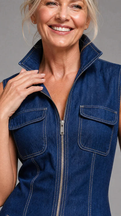 Samantha | Elegant Wide-Leg Denim Jumpsuit