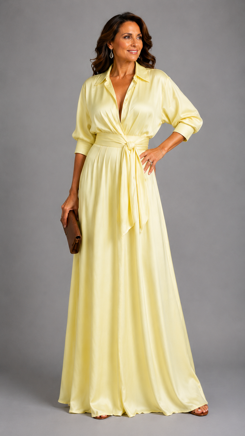 Zelith | Elegant Midi Dress with Belt and Shirt Collar