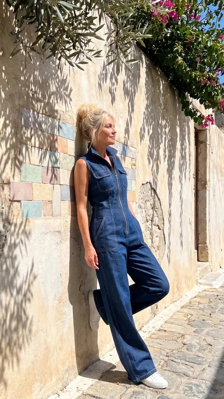 Samantha | Elegant Wide-Leg Denim Jumpsuit
