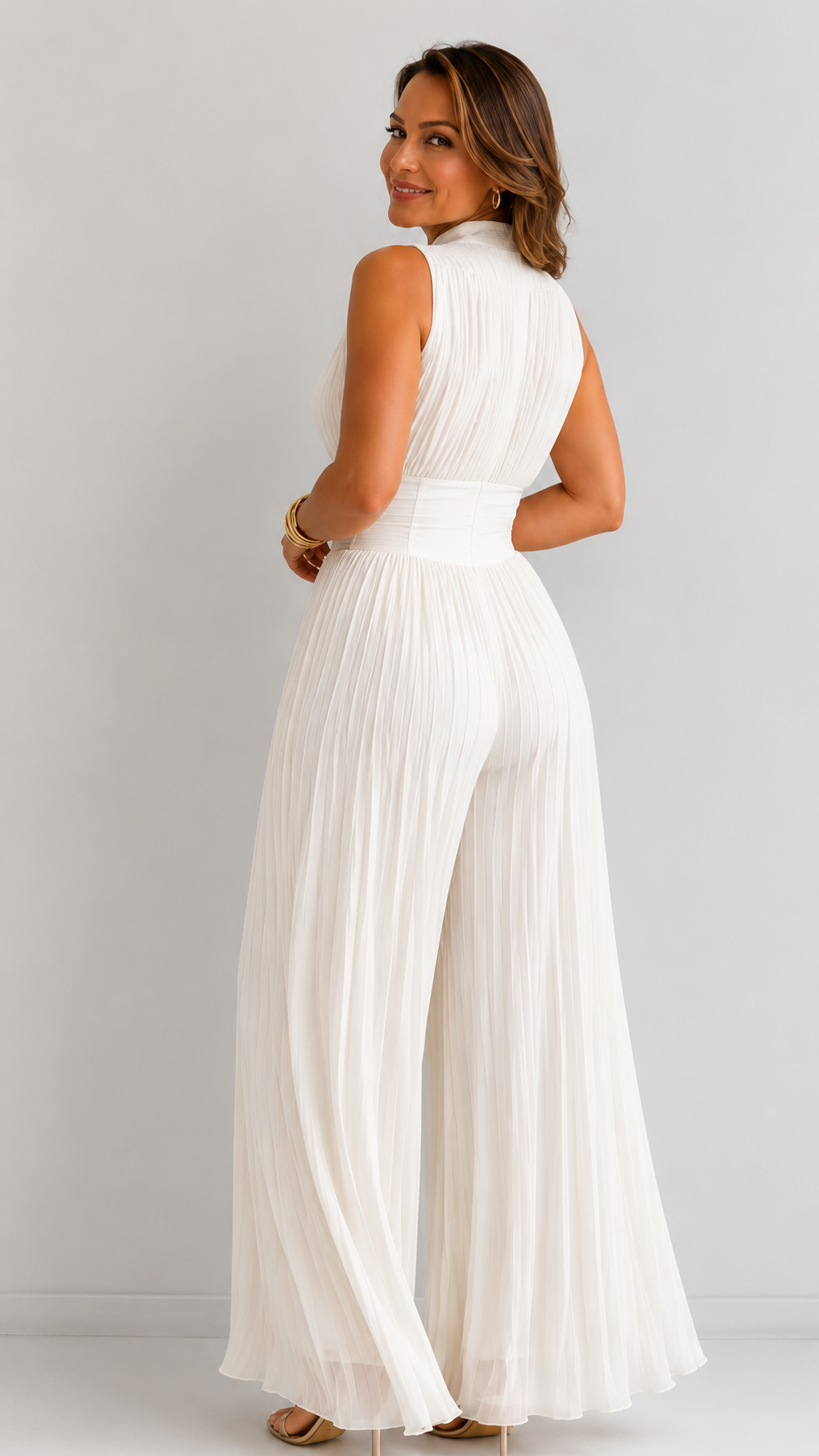 Zakira | Elegant Pleated Wide-Leg Jumpsuit