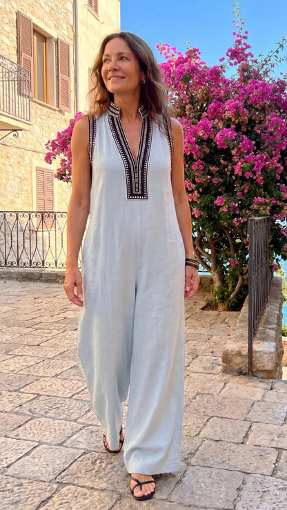 Velmira | Elegant Embroidered Wide-Leg Jumpsuit
