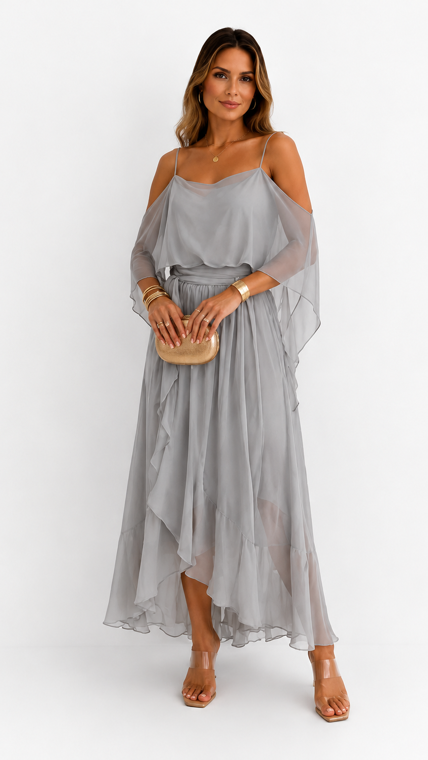 Isabela | Flowing Grey Set with Camisole Top and Lightweight Pants