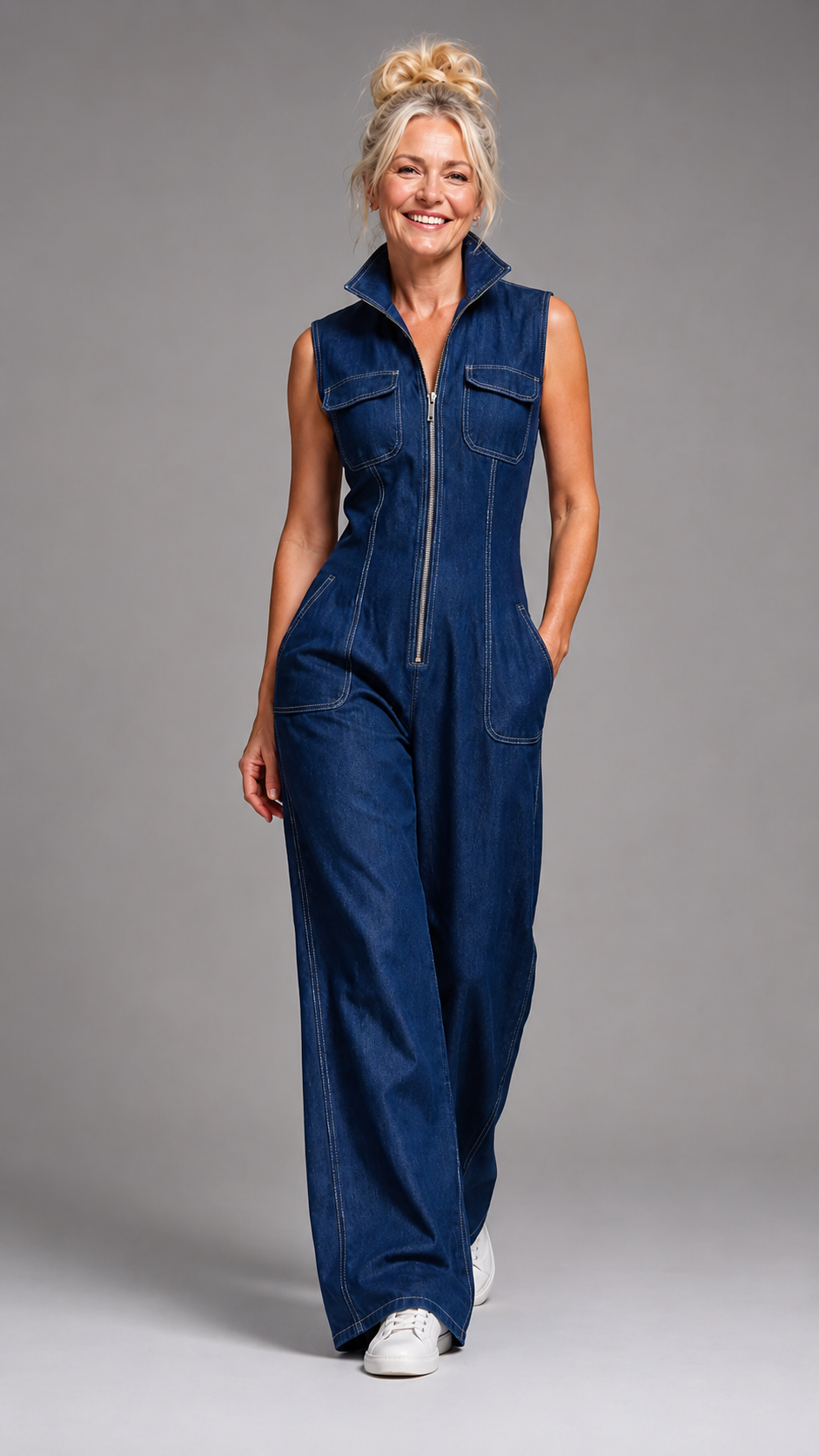 Samantha | Elegant Wide-Leg Denim Jumpsuit