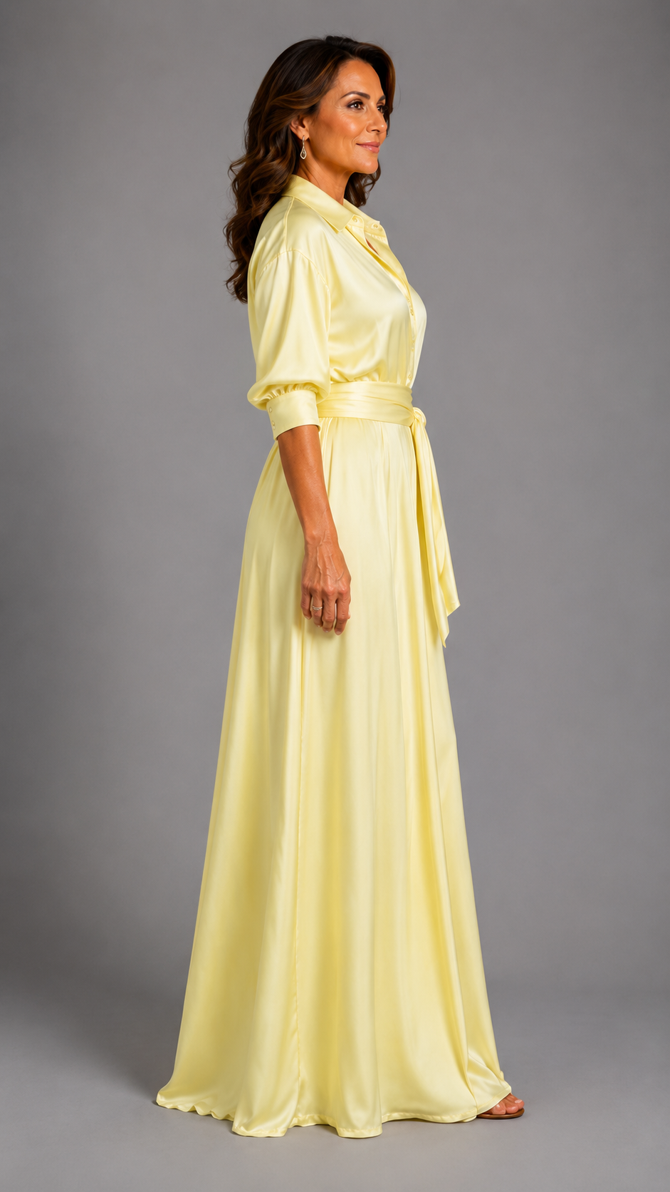 Zelith | Elegant Midi Dress with Belt and Shirt Collar